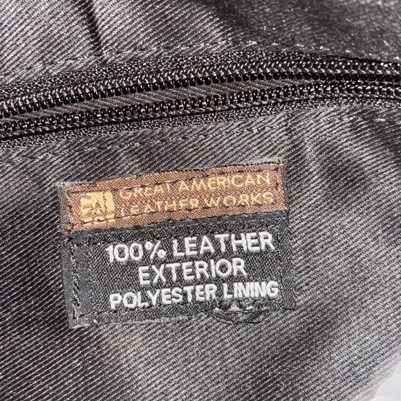 Great American Leather Works Patchwork Crossbody Handbag Black and Brown - Picture 5 of 15